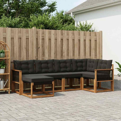 Set di divani da esterno con cuscino 6 pcs Naturale e Nero