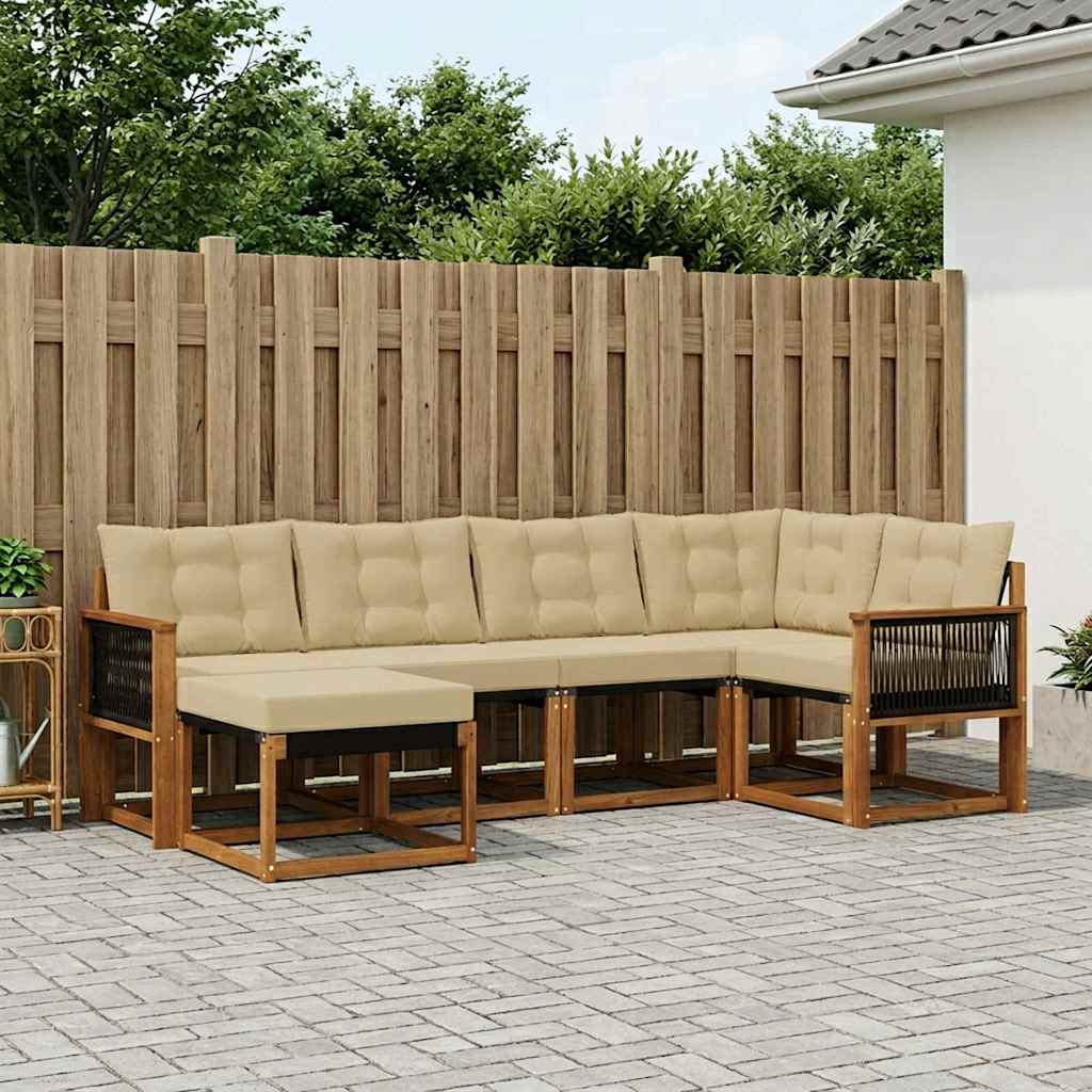 Set di divani da esterno con cuscino 6 pcs Naturale e Beige