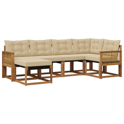 Set di divani da esterno 6 pz Naturale e Beige