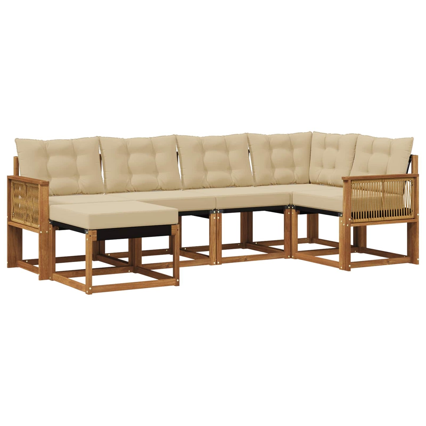 Set di divani da esterno con cuscino 6 pcs Naturale e Beige