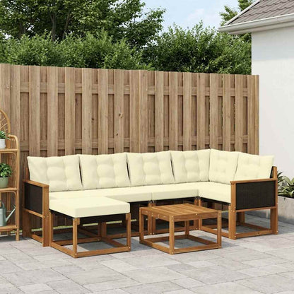 Set di divani da esterno con cuscino 7 pcs Naturale e Crema
