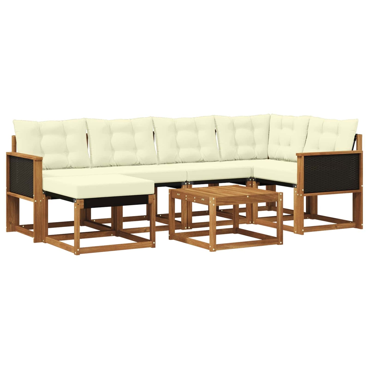 Set di divani da esterno 7 pz Naturale e Crema