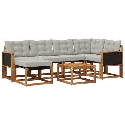 Set di divani da esterno 7 pcs Naturale e Grigio Chiaro