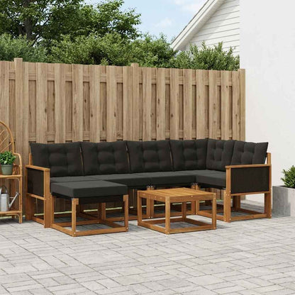 Set di divani da esterno con cuscino 7 pcs Naturale e Nero