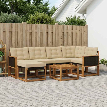 Set di divani da esterno con cuscino 7 pcs Naturale e Beige