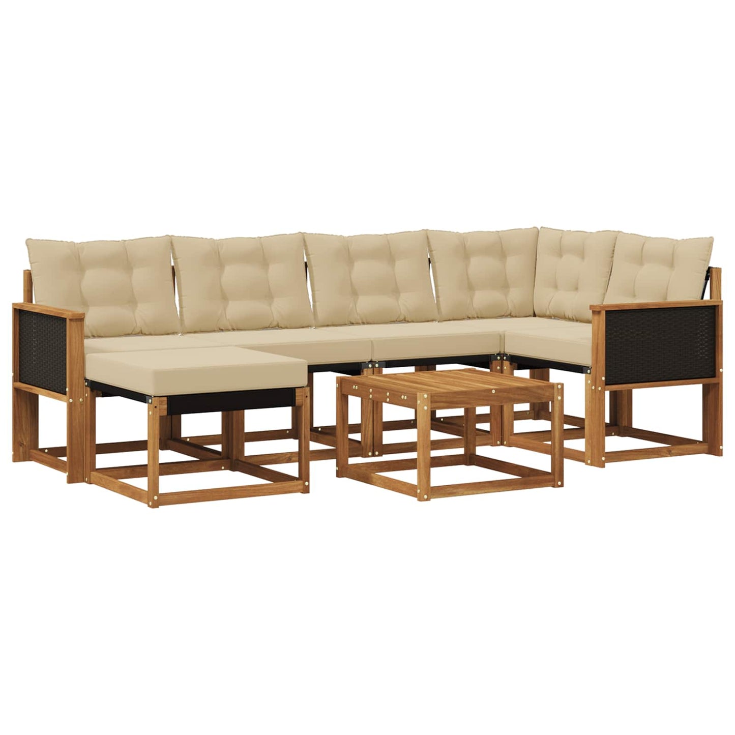 Set di divani da esterno 7 pz Naturale e Beige