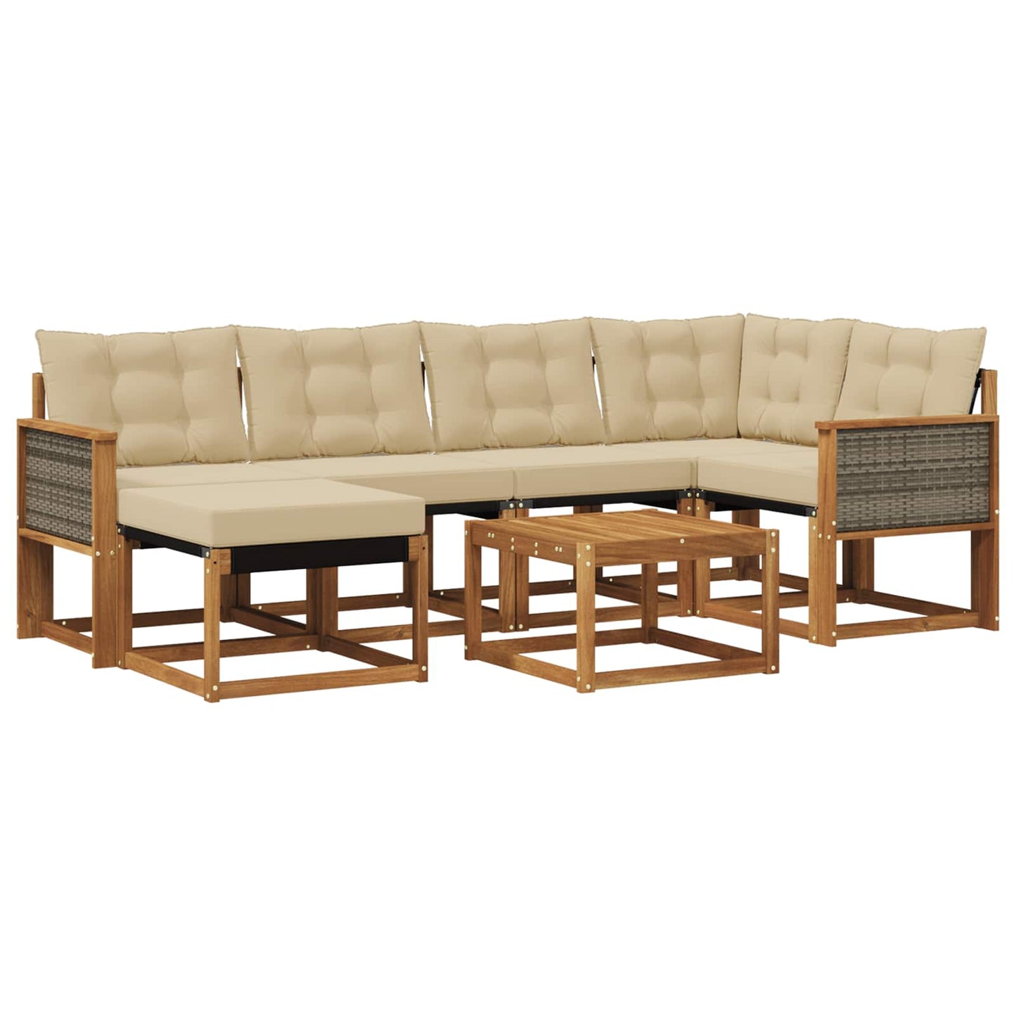Set di divani da esterno 7 pz Naturale e Beige