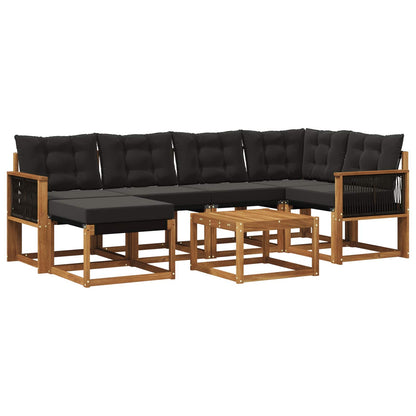 Set di divani da esterno 7 pz Naturale e Nero