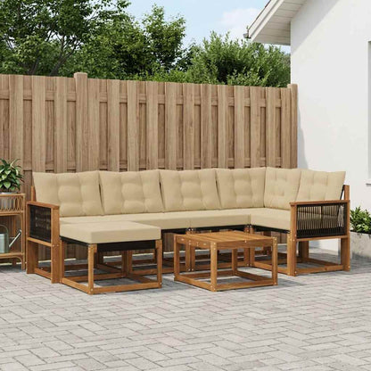 Set di divani da esterno con cuscino 7 pcs Naturale e Beige