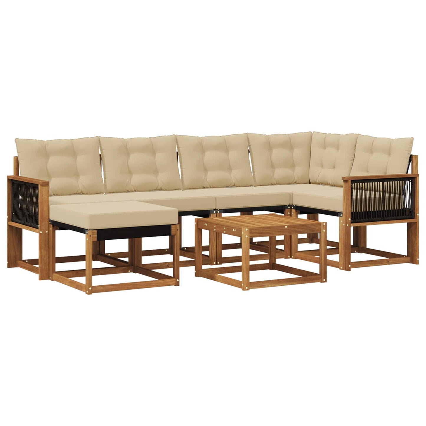 Set di divani da esterno con cuscino 7 pcs Naturale e Beige