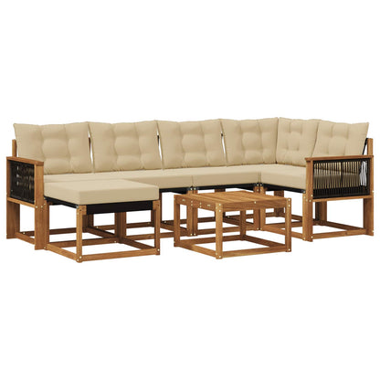Set di divani da esterno con cuscino 7 pcs Naturale e Beige