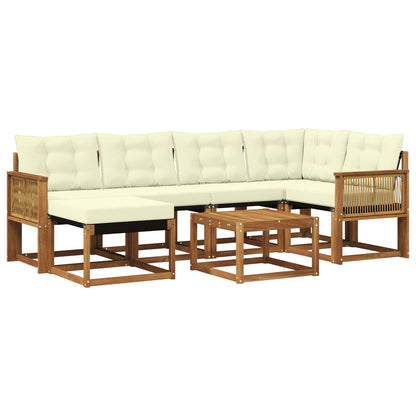 Set di divani da esterno con cuscino 7 pcs Naturale e Crema