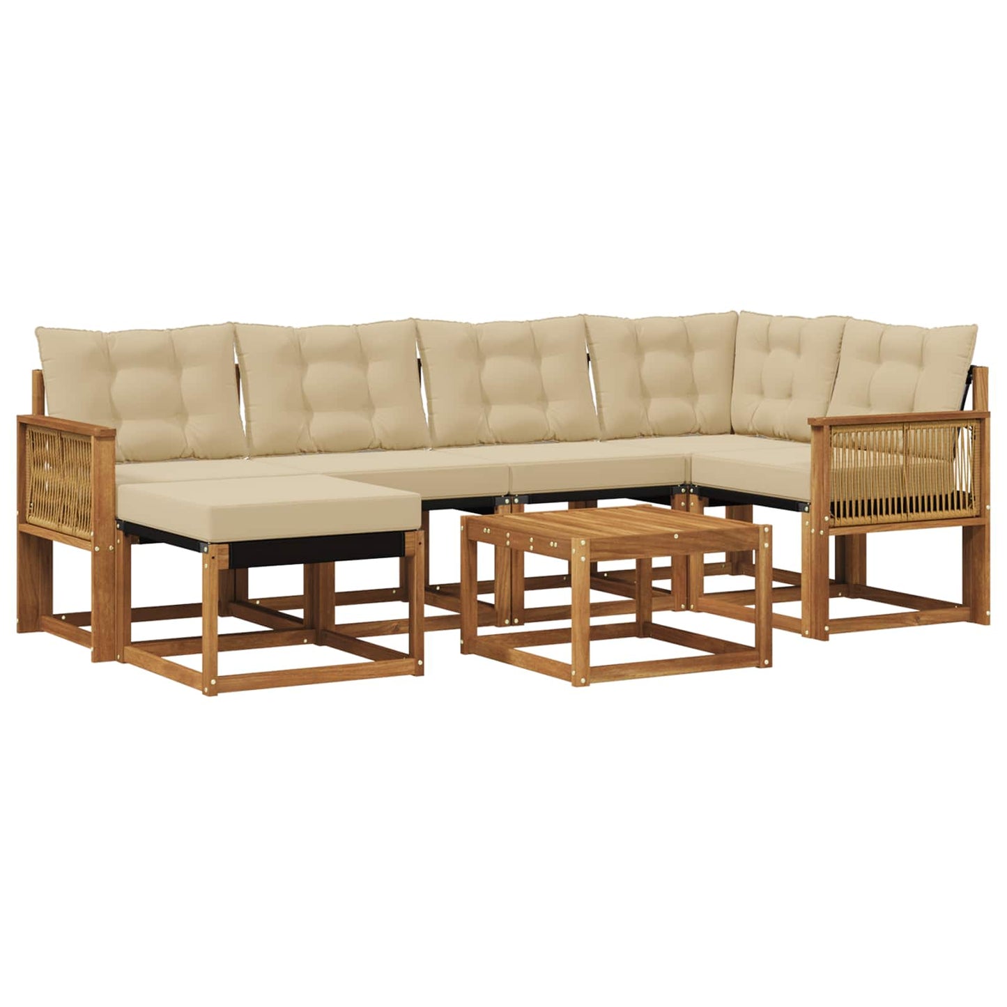 Set di divani da esterno 7 pz Naturale e Beige
