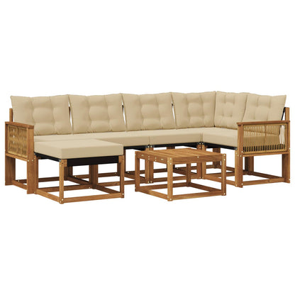 Set di divani da esterno 7 pz Naturale e Beige