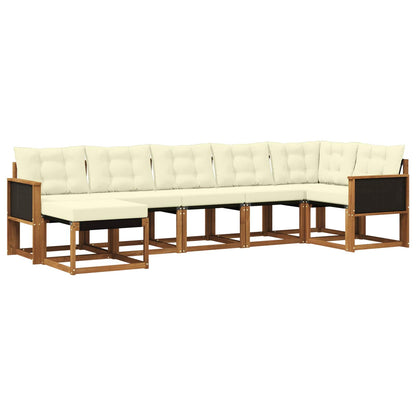 Set di divani da esterno con cuscino 7 pcs Naturale e Crema