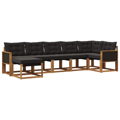 Set di divani da esterno con cuscino 7 pcs Naturale e Nero