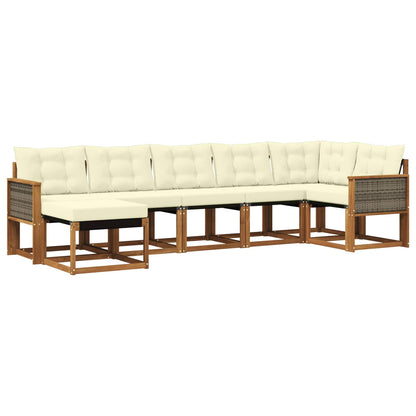 Set di divani da esterno con cuscino 7 pcs Naturale e Crema