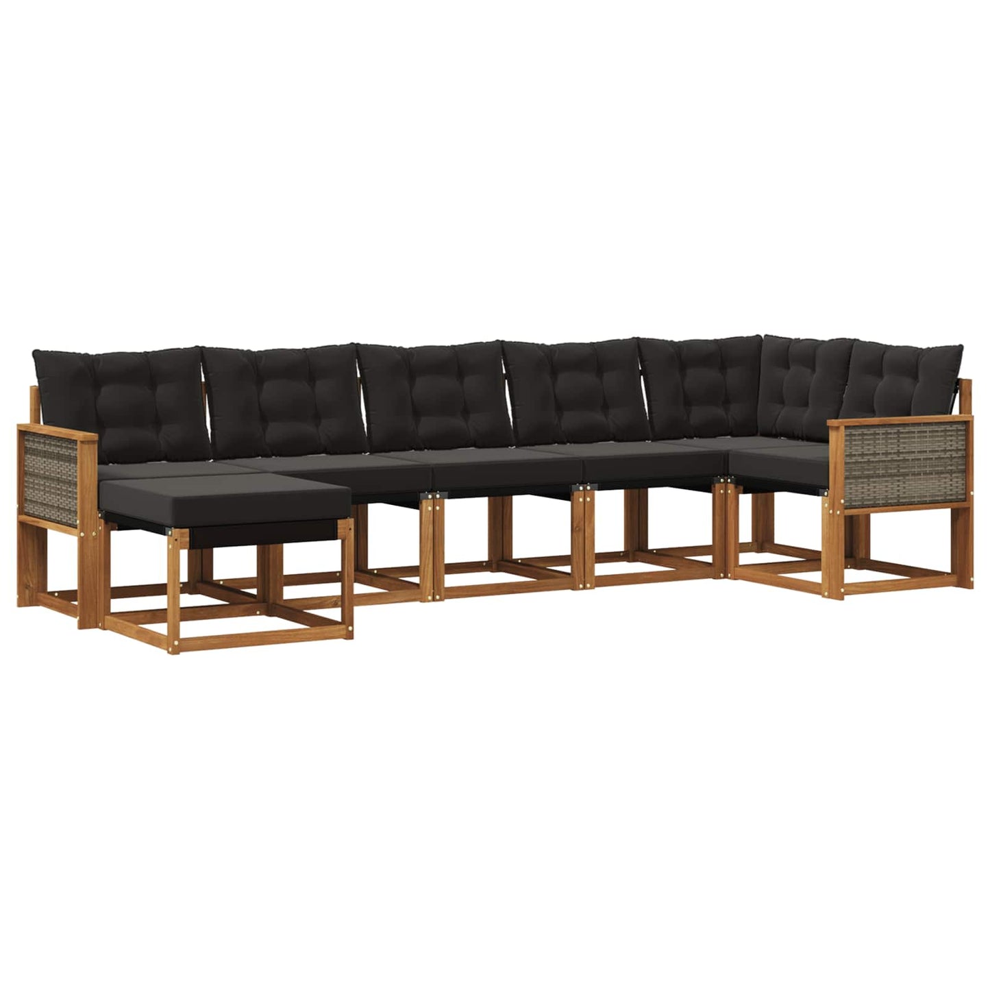 Set di divani da esterno 7 pz Naturale e Nero