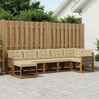 Set di divani da esterno con cuscino 7 pcs Naturale e Beige