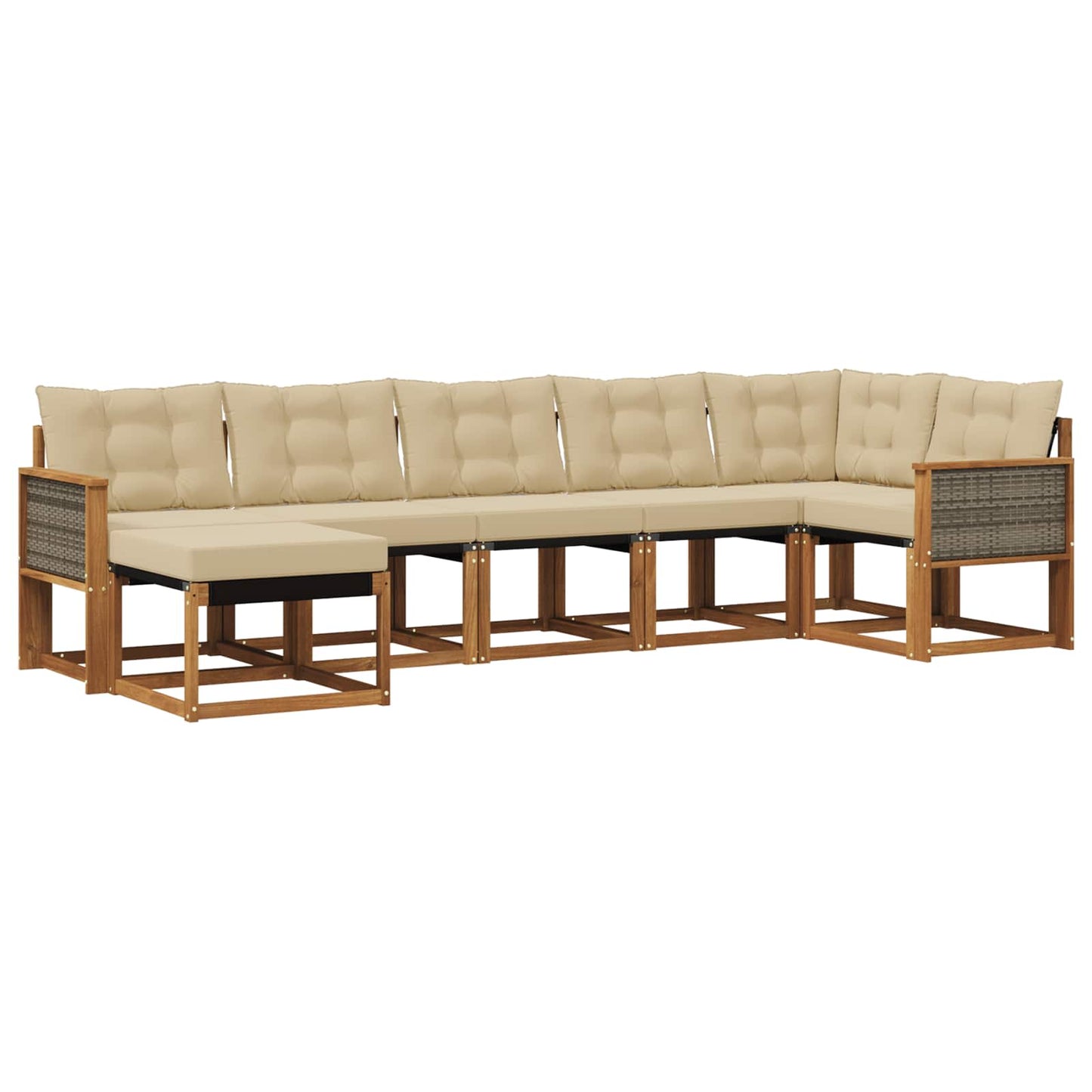 Set di divani da esterno 7 pz Naturale e Beige