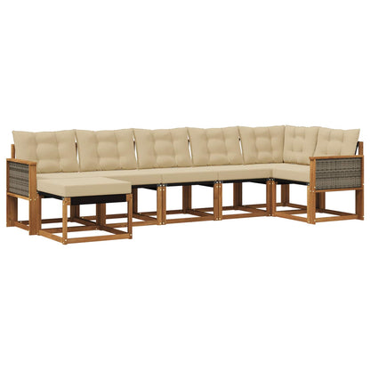 Set di divani da esterno con cuscino 7 pcs Naturale e Beige