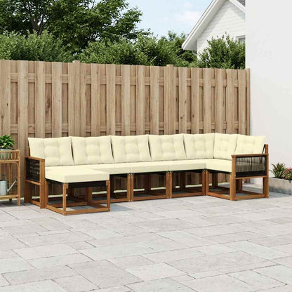 Set di divani da esterno con cuscino 7 pcs Naturale e Crema