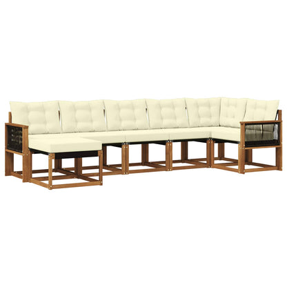 Set di divani da esterno con cuscino 7 pcs Naturale e Crema