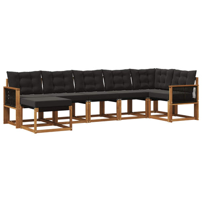 Set di divani da esterno 7 pz Naturale e Nero