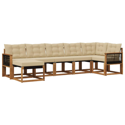 Set di divani da esterno 7 pz Naturale e Beige