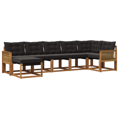 Set di divani da esterno con cuscino 7 pcs Naturale e Nero