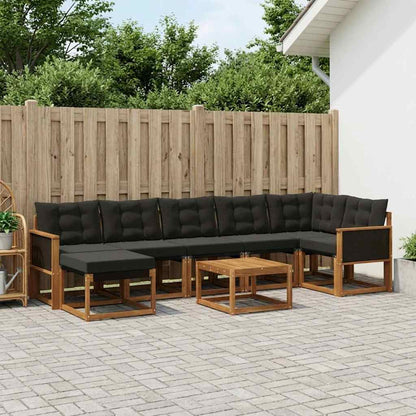 Set di divani da esterno con cuscino 8 pcs Naturale e Nero | homemem39
