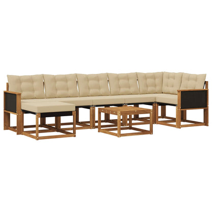 Set di divani da esterno con cuscino 8 pcs Naturale e Beige