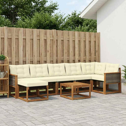 Set di divani da esterno con cuscino 8 pcs Naturale e Crema