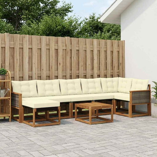 Set di divani da esterno con cuscino 8 pcs Naturale e Crema
