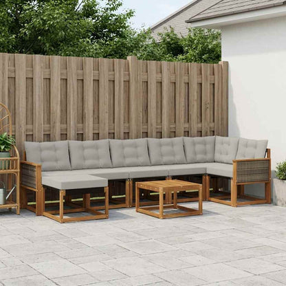 Set di divani da esterno 8 pcs Naturale e Grigio Chiaro