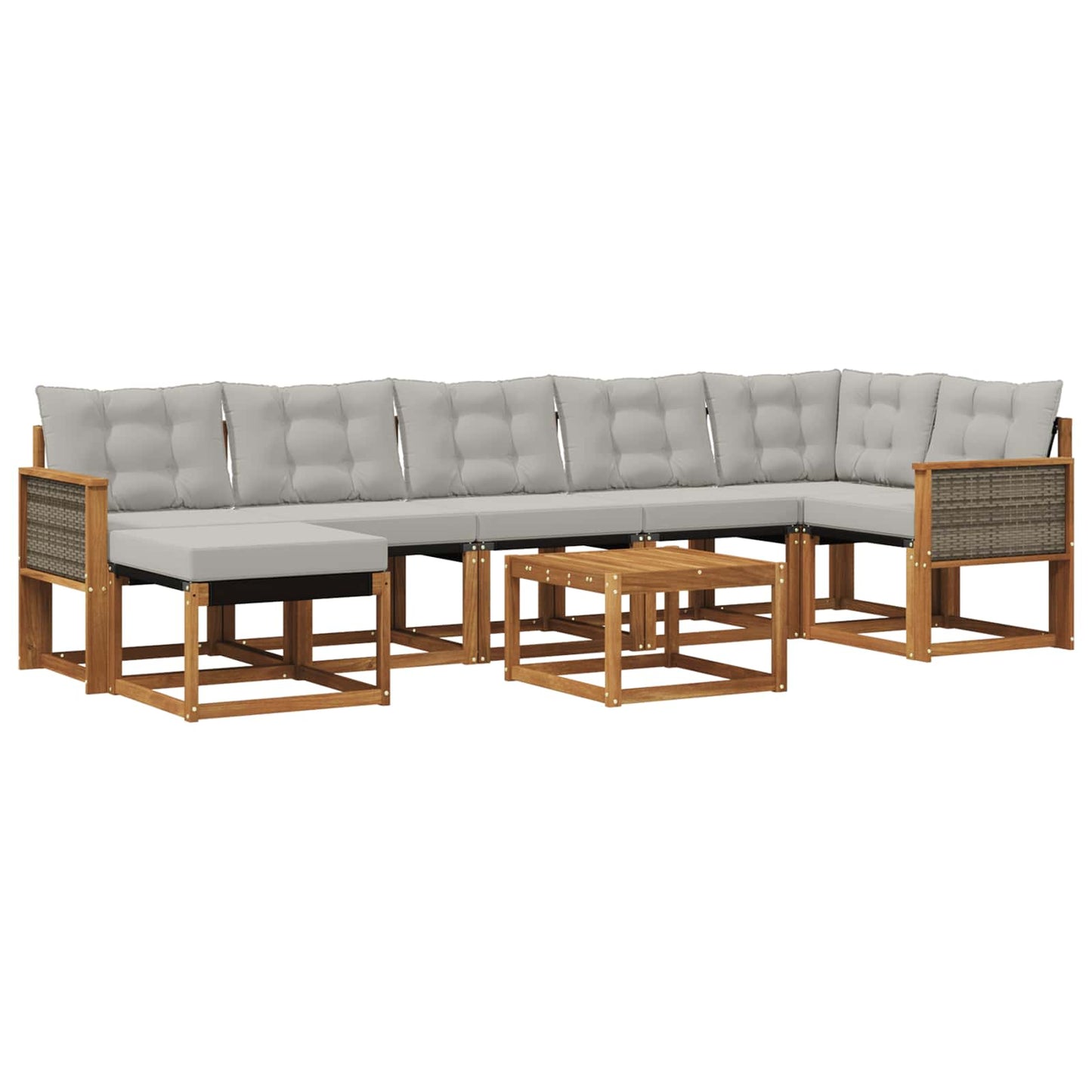 Set di divani da esterno 8 pcs Naturale e Grigio Chiaro