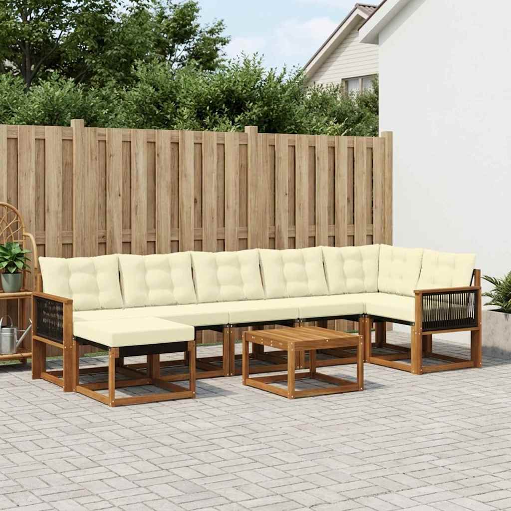 Set di divani da esterno con cuscino 8 pcs Naturale e Crema