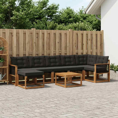 Set di divani da esterno con cuscino 8 pcs Naturale e Nero