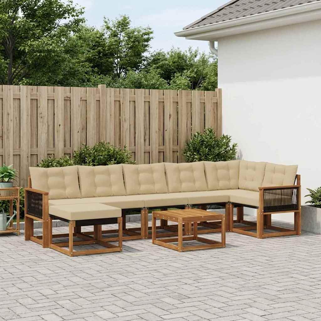 Set di divani da esterno con cuscino 8 pcs Naturale e Beige | homemem39
