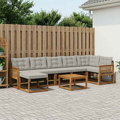 Set di divani da esterno 8 pcs Naturale e Grigio Chiaro