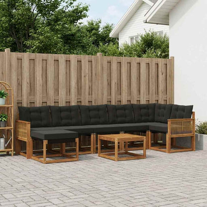 Set di divani da esterno con cuscino 8 pcs Naturale e Nero