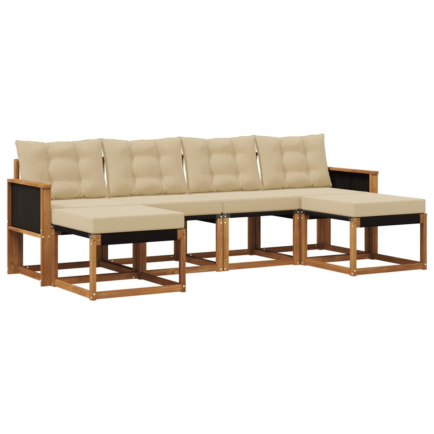 Set di divani da esterno con cuscino 6 pcs Naturale e Beige