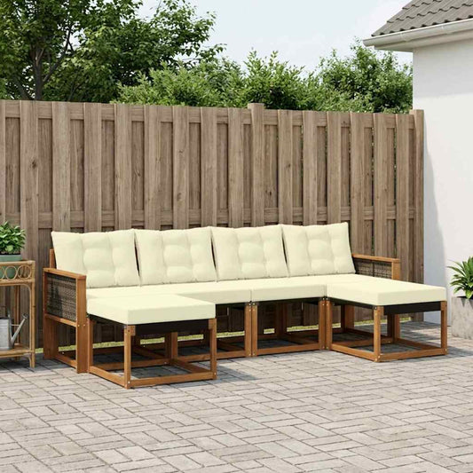 Set di divani da esterno con cuscino 6 pcs Naturale e Crema | homemem39