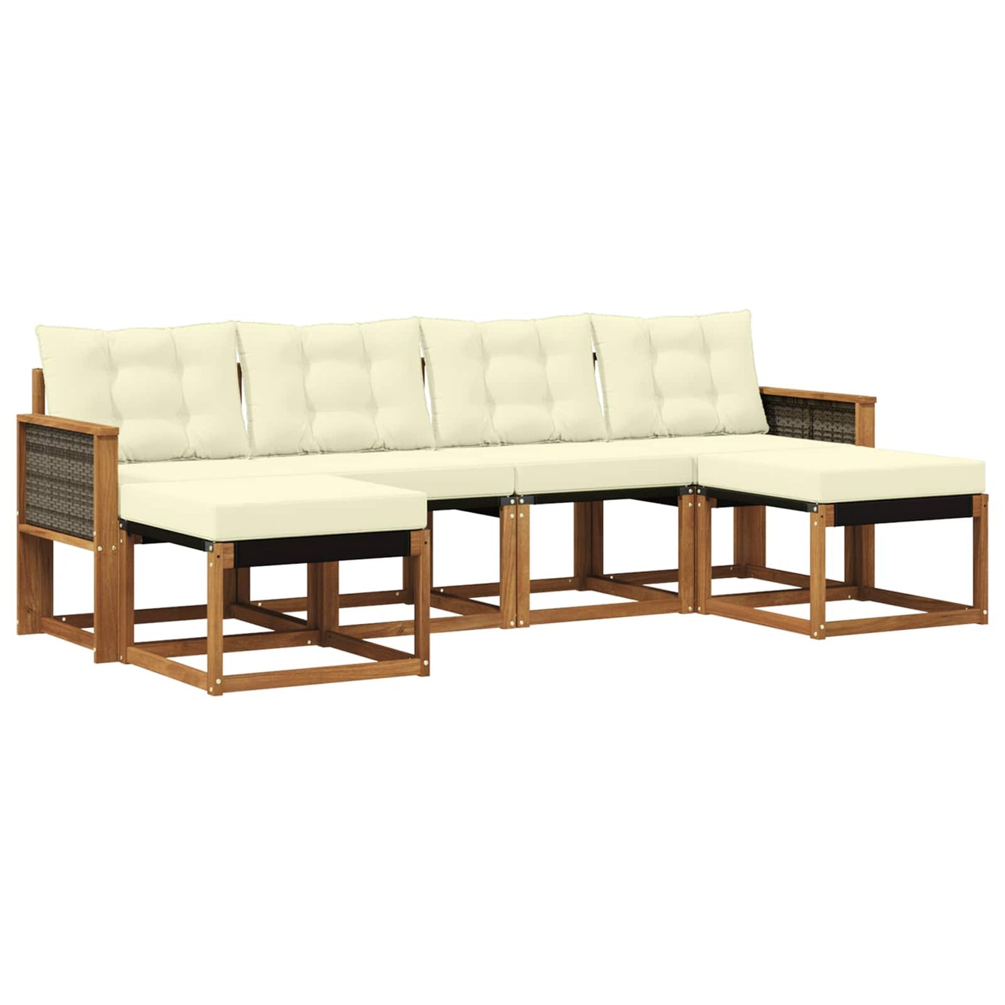 Set di divani da esterno con cuscino 6 pcs Naturale e Crema