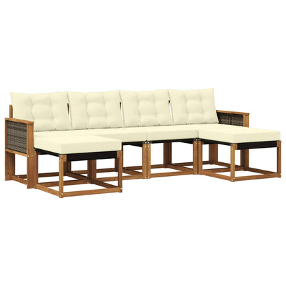Set di divani da esterno con cuscino 6 pcs Naturale e Crema