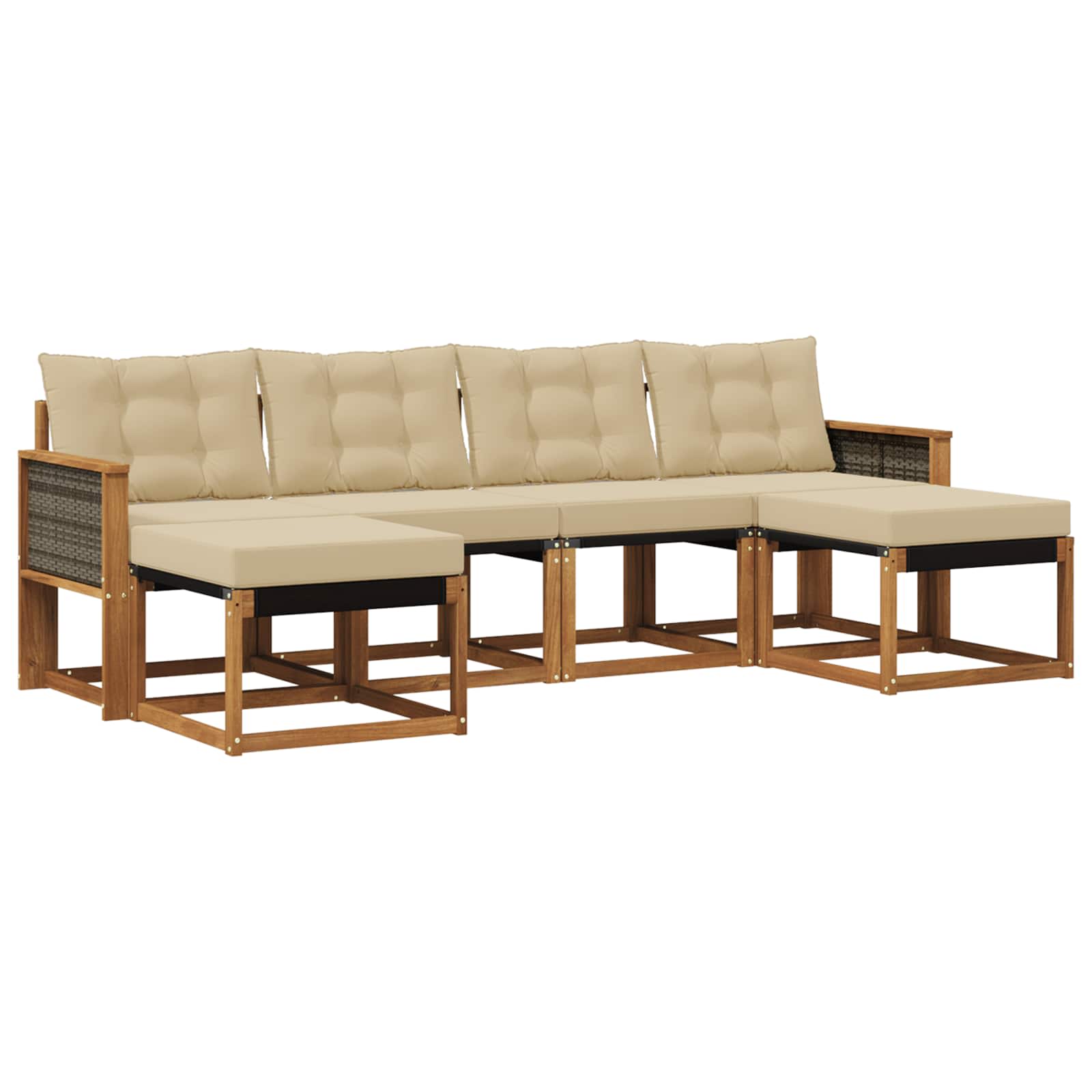Set di divani da esterno con cuscino 6 pcs Naturale e Beige | homemem39