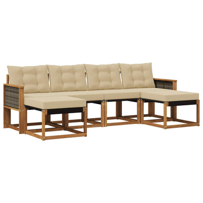 Set di divani da esterno con cuscino 6 pcs Naturale e Beige | homemem39