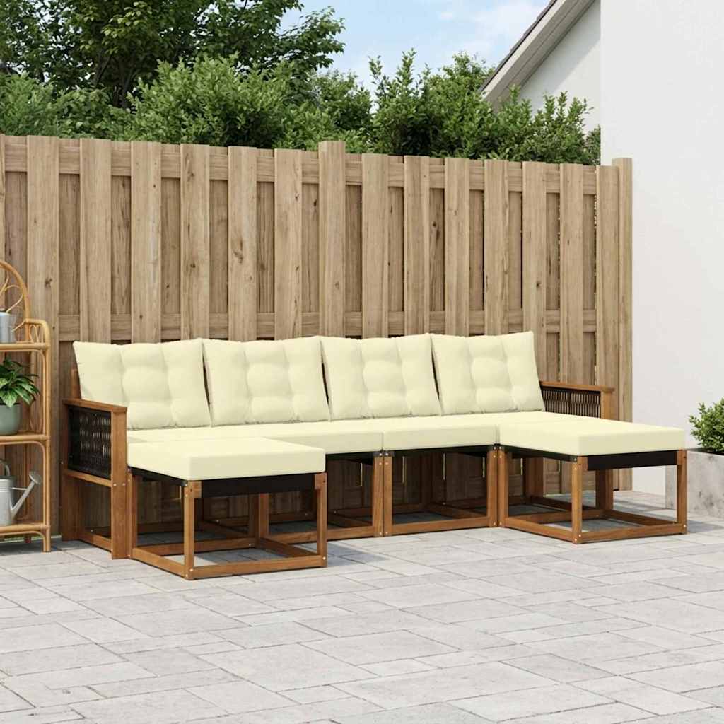 Set di divani da esterno con cuscino 6 pcs Naturale e Crema