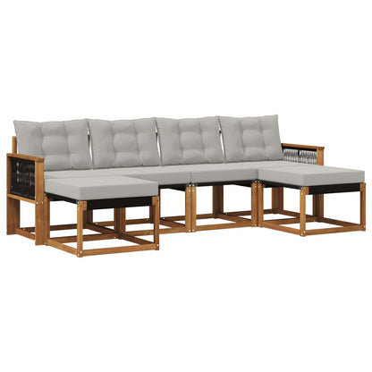 Set di divani da esterno 6 pcs Naturale e Grigio Chiaro