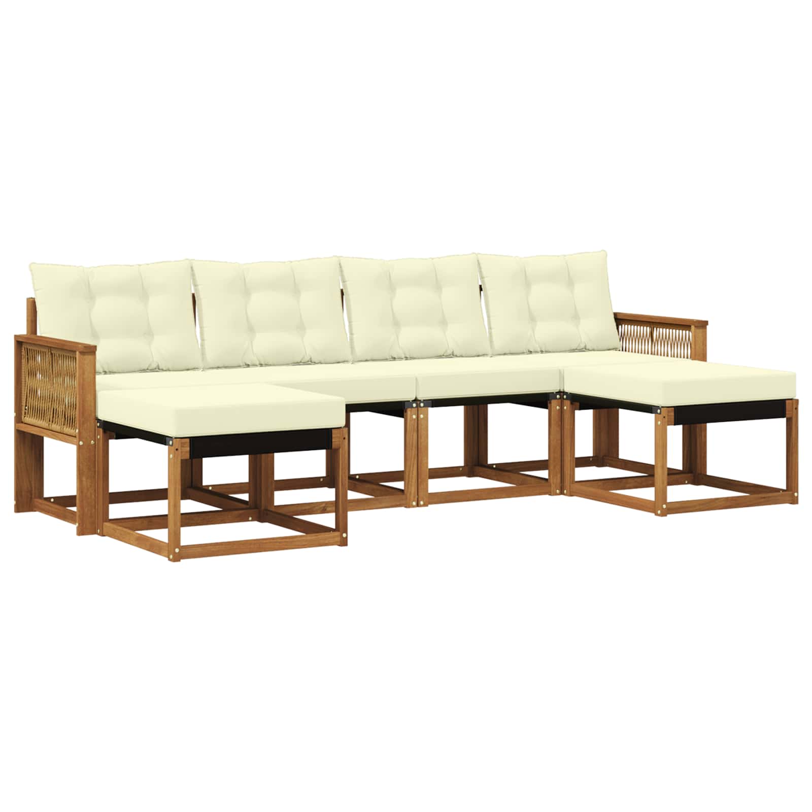 Set di divani da esterno con cuscino 6 pcs Naturale e Crema | homemem39